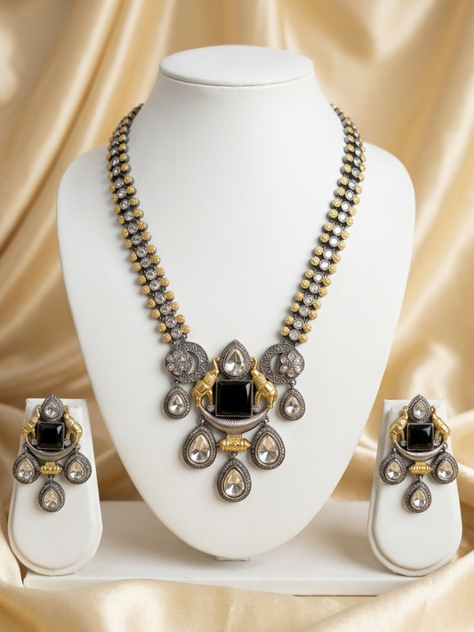 Rajwada Black & Golden Necklace