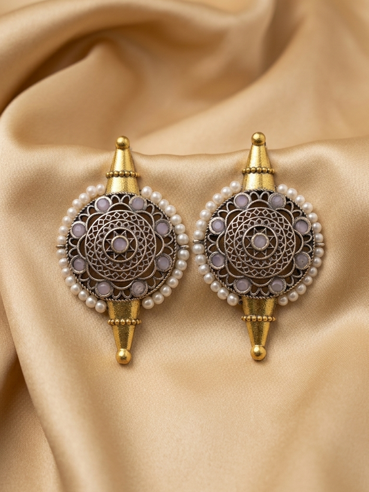 Noor Dual Tone Heritage Studs